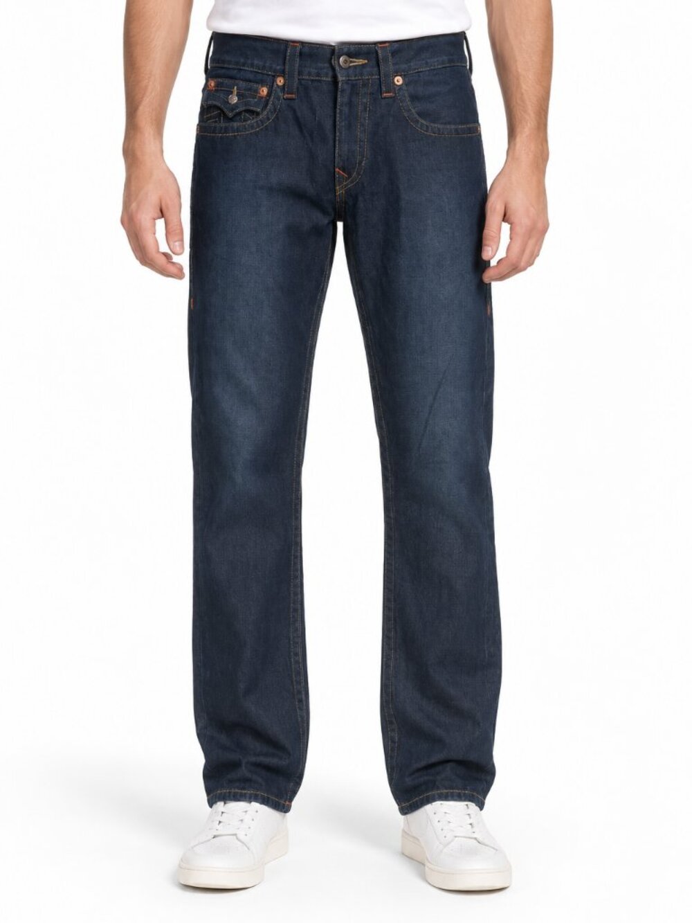 True Religion Skinny Jeans Men Size 33 Dark Wash Flap Pocket Horseshoe Denim